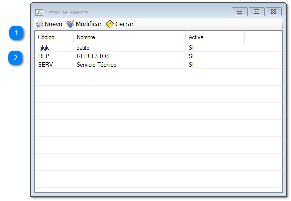 Listas de Precios
